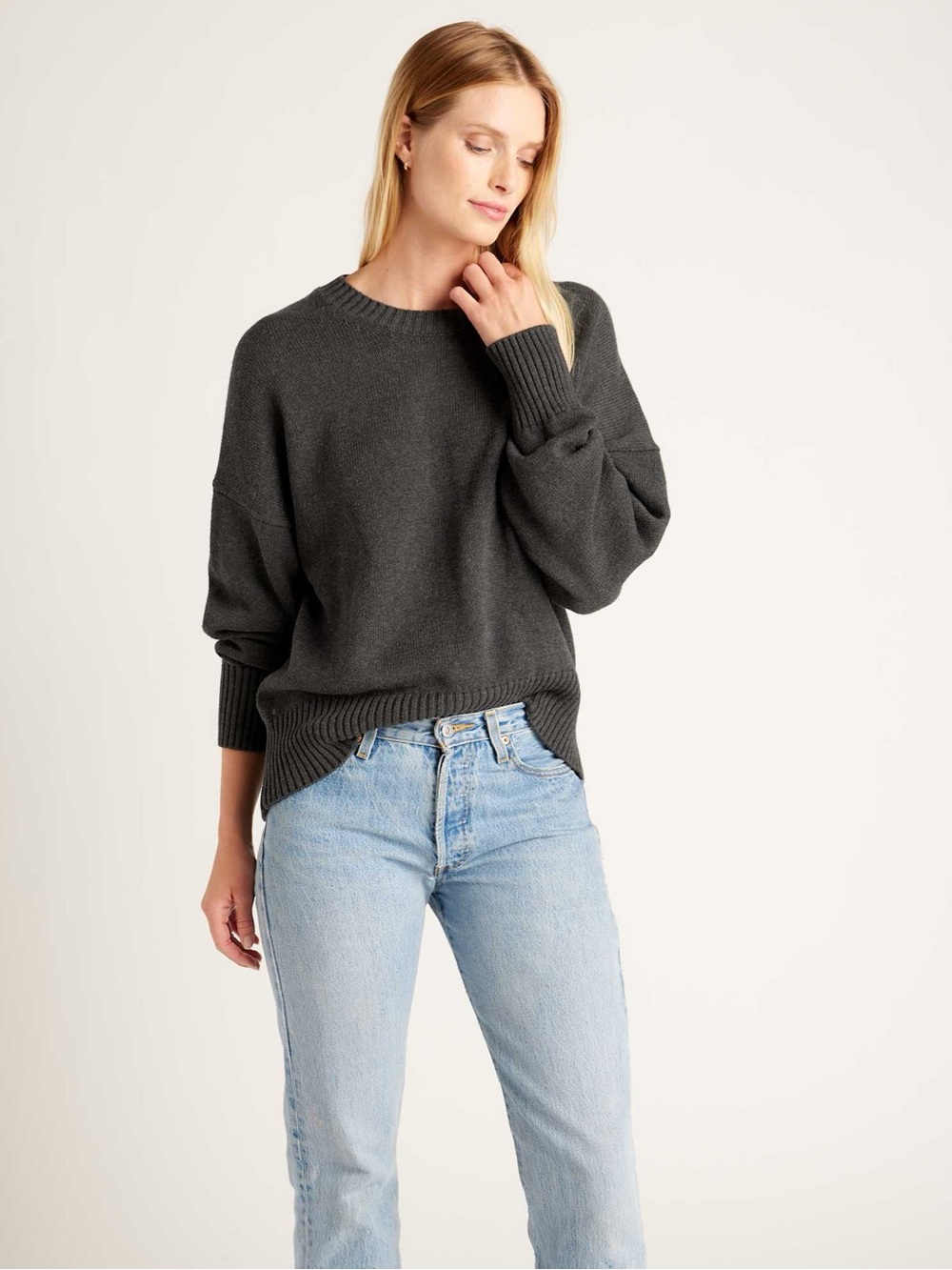 Quince cotton boyfriend sweater xl crewneck